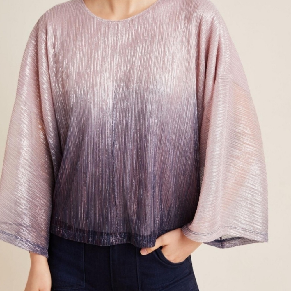Anthropologie Serena Metallic Ombré Blouse